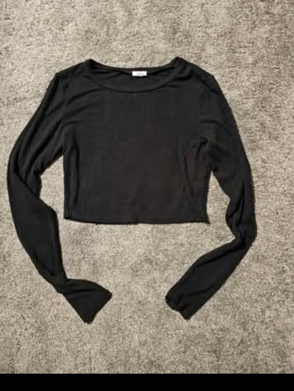 Garage Black Ribbed Long-Sleeve Crop Top